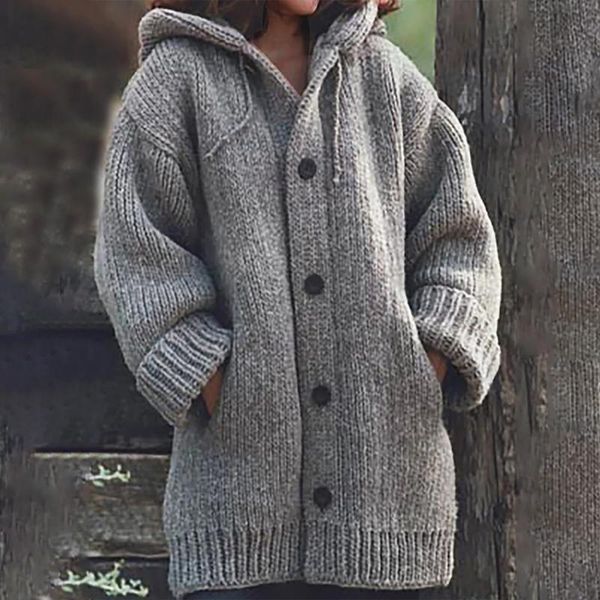 women's wool & blends fashion women autumn winter solid colors long-sleeved pocket loose hooded knitted single-breasted coat outwear ch, Black
women's wool & blends fashion women autumn winter solid colors long-sleeved pocket loose hooded knitted single-breasted coat outwear ch, Black
