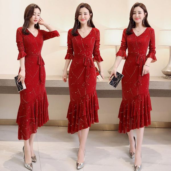 casual dresses 2021 spring long mermaid women autumn elegant trumpet party dress, Black;gray
casual dresses 2021 spring long mermaid women autumn elegant trumpet party dress, Black;gray