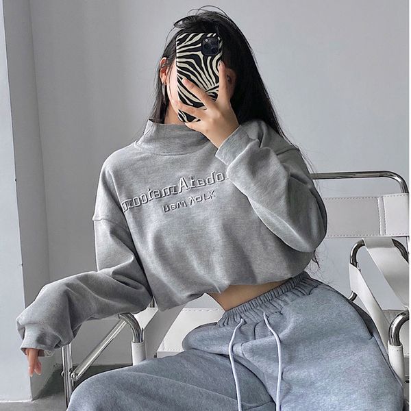 women's hoodies & sweatshirts turtleneck long sleeve short open navel pullover sweatshirt letter embroidered loose with ruched top, Black
women's hoodies & sweatshirts turtleneck long sleeve short open navel pullover sweatshirt letter embroidered loose with ruched top, Black