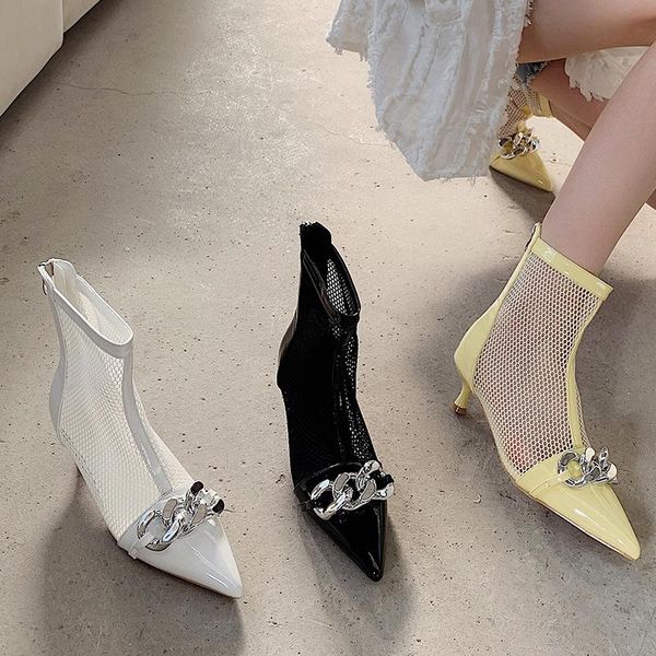 boots women ankle ladies fashion summer 2021 thin heel shoes female pointed toe woman metal mesh for lady sandals, Black
boots women ankle ladies fashion summer 2021 thin heel shoes female pointed toe woman metal mesh for lady sandals, Black