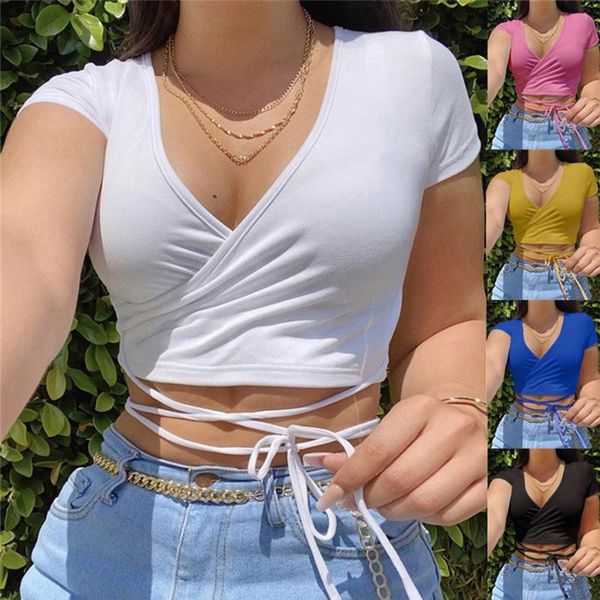 women's blouses & shirts v neck t women short sleeve crop ladies casual tees 2021 summer female drawstring slim, White
women's blouses & shirts v neck t women short sleeve crop ladies casual tees 2021 summer female drawstring slim, White