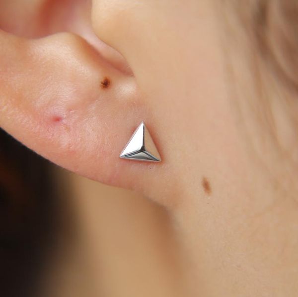 sterling silver 6mm mini cute jewelry triangle stud rose gold color minimalist earring, Golden;silver
sterling silver 6mm mini cute jewelry triangle stud rose gold color minimalist earring, Golden;silver