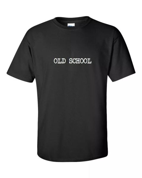Old School T-Shirt Throw Back Vintage Black White Typewriter Font cotton Shirt, White;black
Old School T-Shirt Throw Back Vintage Black White Typewriter Font cotton Shirt, White;black