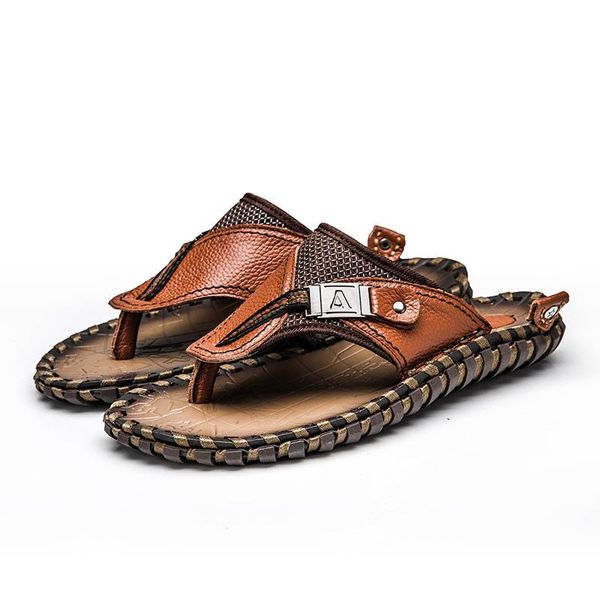 slippers handmade genuine leather shoes cow men casual beach flip flops sneakers summer outdoor footwear flat sandals, Black
slippers handmade genuine leather shoes cow men casual beach flip flops sneakers summer outdoor footwear flat sandals, Black