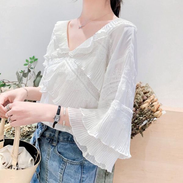 women's blouses & shirts arrival summer korea fashion flare sleeve white lace shirt women loose v-neck sweet ruffles blouse female blu
women's blouses & shirts arrival summer korea fashion flare sleeve white lace shirt women loose v-neck sweet ruffles blouse female blu