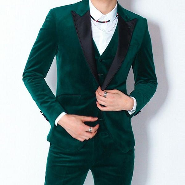 men's suits & blazers dark green velvet slim fit men for prom 3 piece black peaked lapel wedding groom tuxedo custom man fashion clothe, White;black
men's suits & blazers dark green velvet slim fit men for prom 3 piece black peaked lapel wedding groom tuxedo custom man fashion clothe, White;black