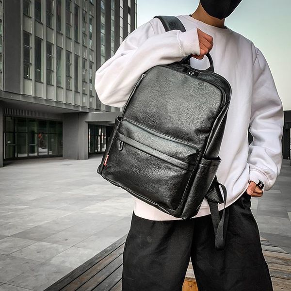 backpack cool motorcycle style leather men's heavy industry student schoolbag solid color large capacity
backpack cool motorcycle style leather men's heavy industry student schoolbag solid color large capacity
