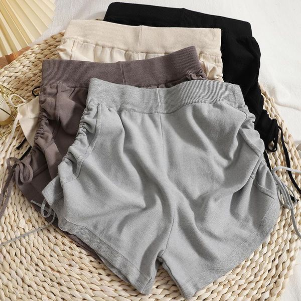 women's shorts side drawstring high waist knitted autumn thin solid color korean shirring casual straight-leg female, White;black
women's shorts side drawstring high waist knitted autumn thin solid color korean shirring casual straight-leg female, White;black
