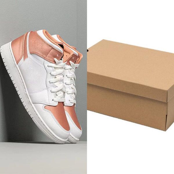 jumpman women's basketball shoes 1 s white/rose gold outdoor sports67tm
