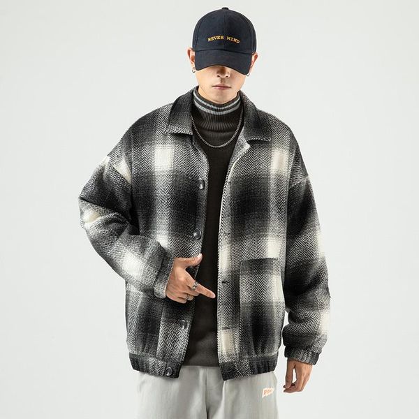 men's jackets woolen cloth coats men autumn bomber jacket loose plaid outerwear fashion street plus size button coat male clothing 5xl, Black;brown
men's jackets woolen cloth coats men autumn bomber jacket loose plaid outerwear fashion street plus size button coat male clothing 5xl, Black;brown