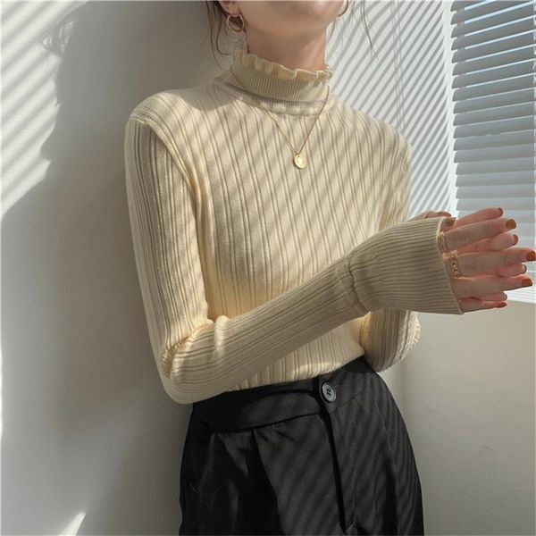 women's sweaters korean clothes autumn winter warm turtleneck sweater fashion ruffle jumper women basic solid pullover knitwear pull fe, White;black
women's sweaters korean clothes autumn winter warm turtleneck sweater fashion ruffle jumper women basic solid pullover knitwear pull fe, White;black