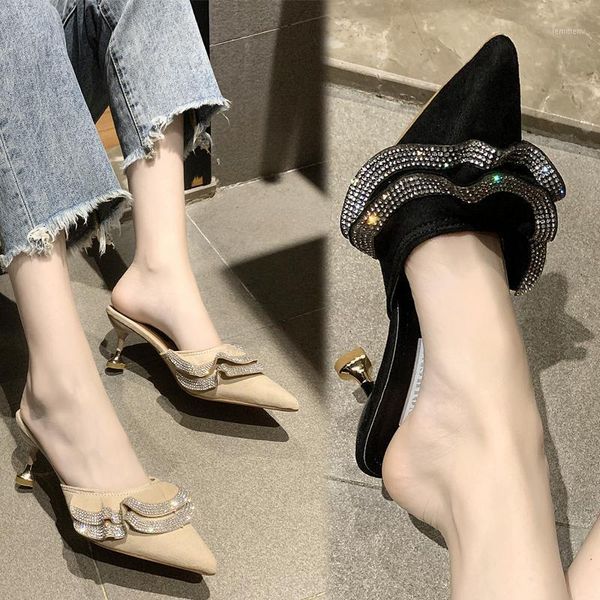 med pointed toe high-heeled shoes lady slippers casual thin heels slipers women slides flock heeled luxury 2021 fashion pu1, Black
med pointed toe high-heeled shoes lady slippers casual thin heels slipers women slides flock heeled luxury 2021 fashion pu1, Black