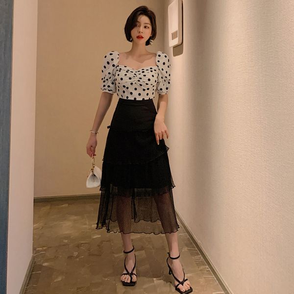 arrival female fashion elegant summer clothes from dot square collar temperament skirt two sets, Black
arrival female fashion elegant summer clothes from dot square collar temperament skirt two sets, Black