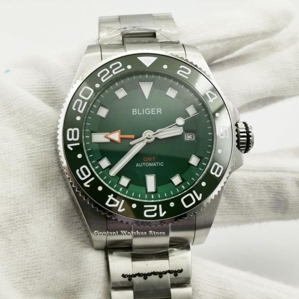 wristwatches 43mm gmt sterile men's watch green dial sapphire glass date ceramic bezel automatic clock, Slivery;brown
wristwatches 43mm gmt sterile men's watch green dial sapphire glass date ceramic bezel automatic clock, Slivery;brown