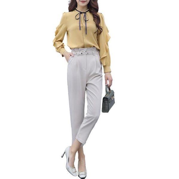 women's tracksuits 2021 spring autumn plus size chiffon ensemble femme 2 pieces pantalon elegant set and pants woman suit conjunto femi, Gray
women's tracksuits 2021 spring autumn plus size chiffon ensemble femme 2 pieces pantalon elegant set and pants woman suit conjunto femi, Gray