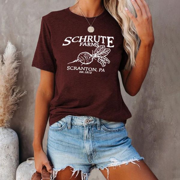 carney radish print crew neck short sleeve t-shirt women's, White