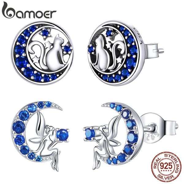 bamoer genuine 925 sterling silver cat on the moon round blue stud earrings for women ear pins fine jewelry sce880, Golden;silver
bamoer genuine 925 sterling silver cat on the moon round blue stud earrings for women ear pins fine jewelry sce880, Golden;silver