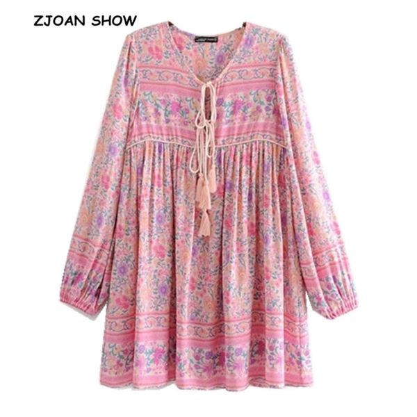 bohemia lacing up pink floral print dress summer ethnic woman long sleeve tassel short strappy dresses holiday beach 210429, Black;gray
bohemia lacing up pink floral print dress summer ethnic woman long sleeve tassel short strappy dresses holiday beach 210429, Black;gray
