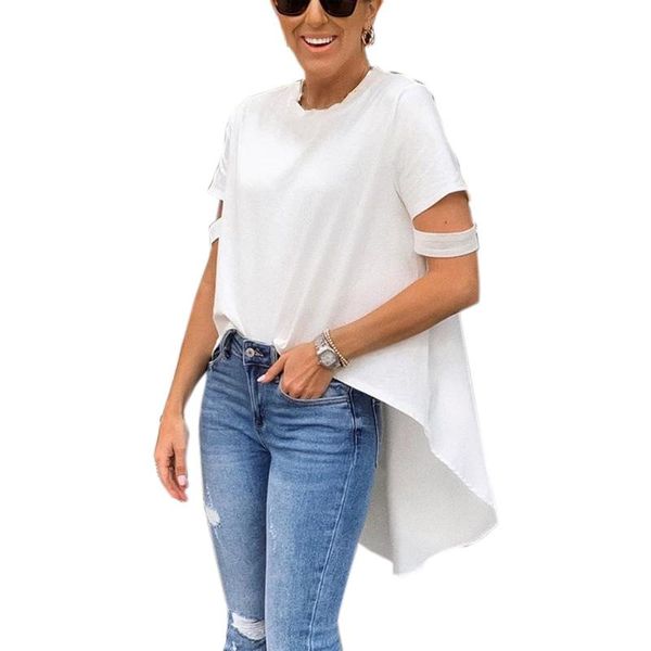 women's t-shirt women summer fashion t shirt o neck short sleeve irregular casual tees for, White
women's t-shirt women summer fashion t shirt o neck short sleeve irregular casual tees for, White