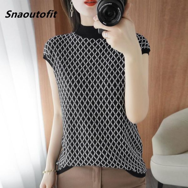 summer woman short-sleeved elegant plaid pure cotton half-high neck t-shirt slim fashion all-match thin knitting sweater women's, White
summer woman short-sleeved elegant plaid pure cotton half-high neck t-shirt slim fashion all-match thin knitting sweater women's, White