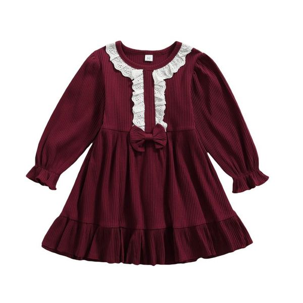 girl's dresses toddler infant baby girl rib knit dress long sleeve round neck bow front lace patchwork ruffle children's clothing, Red;yellow
girl's dresses toddler infant baby girl rib knit dress long sleeve round neck bow front lace patchwork ruffle children's clothing, Red;yellow