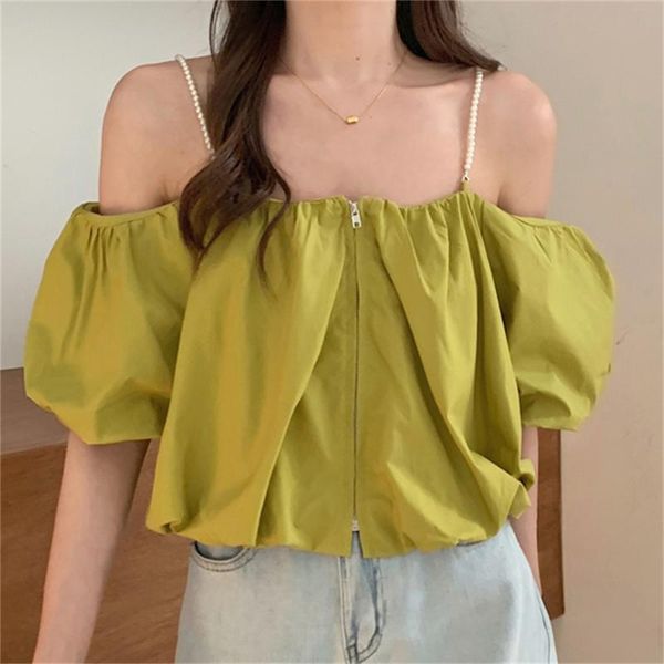 women's blouses & shirts hzirip off shoulder slim sweet zipper slash neck 2021 all match stylish femme elegance puff sleeves solid, White
women's blouses & shirts hzirip off shoulder slim sweet zipper slash neck 2021 all match stylish femme elegance puff sleeves solid, White