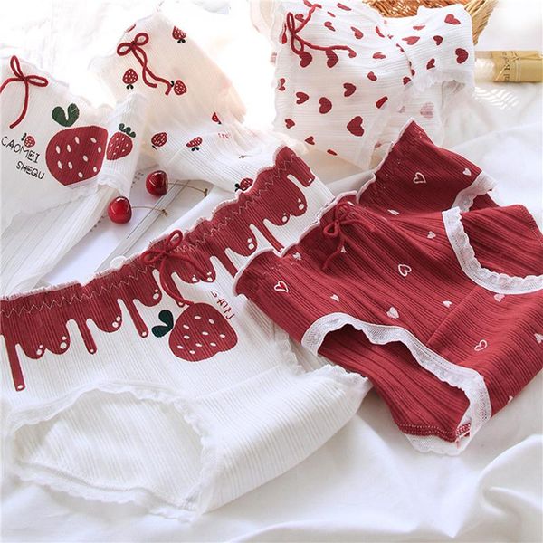 women's panties ladies lovely female underpants women underwear soft lingeries lace up briefs strawberry hearted printed pantys, Black;pink 
women's panties ladies lovely female underpants women underwear soft lingeries lace up briefs strawberry hearted printed pantys, Black;pink