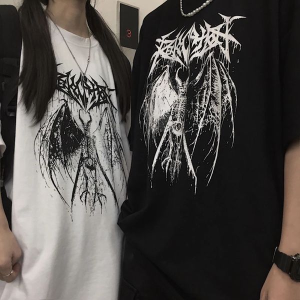 women's t shirt harajuku retro korean harry style black demon punk gothic anime print clothes plus size, White
women's t shirt harajuku retro korean harry style black demon punk gothic anime print clothes plus size, White