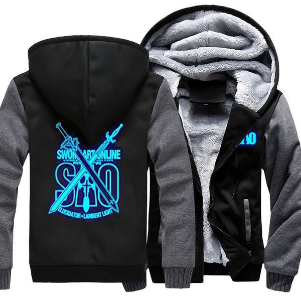 men's hoodies & sweatshirts anime sword art online sao hoodie winter thicken zipper sweatshirt fleece coat hooded luminous jacket us si, Black
men's hoodies & sweatshirts anime sword art online sao hoodie winter thicken zipper sweatshirt fleece coat hooded luminous jacket us si, Black