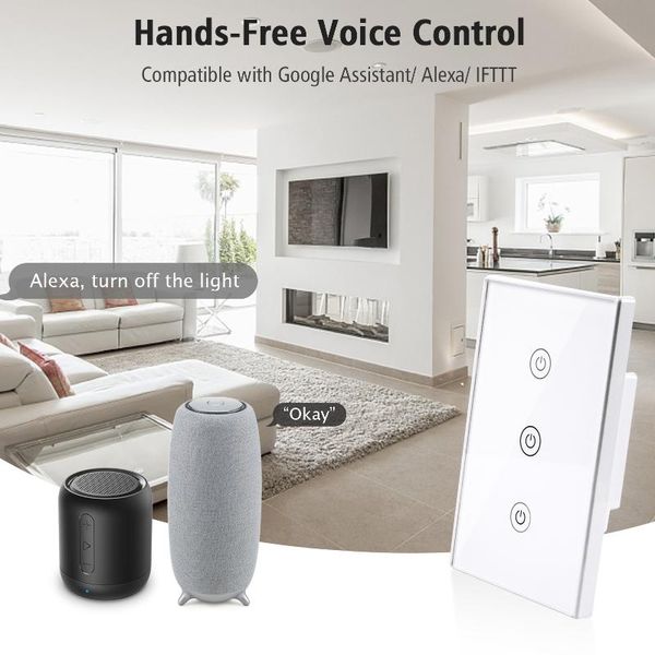 smart home control light switch wifi wall touch app remote voice function compatible with google assistant/alexa/ ifttt,3 gang
smart home control light switch wifi wall touch app remote voice function compatible with google assistant/alexa/ ifttt,3 gang
