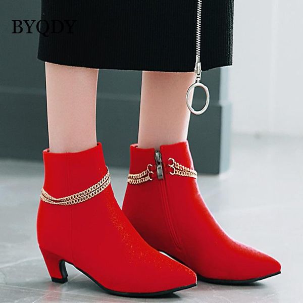 boots byqdy chains autumn women flock horsehair pointed toe med heel ankle black fashion side zipper shoes plus size
boots byqdy chains autumn women flock horsehair pointed toe med heel ankle black fashion side zipper shoes plus size