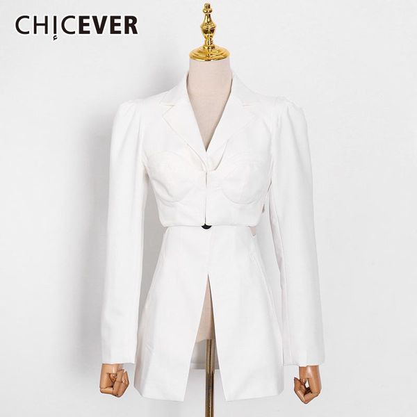 women's suits & blazers chicever white patchwork blazer for women notched long sleeve single button tunic elegant female 2021 spring fa, White;black
women's suits & blazers chicever white patchwork blazer for women notched long sleeve single button tunic elegant female 2021 spring fa, White;black