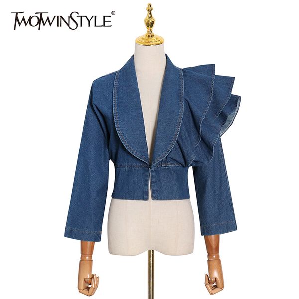 casual denim solid shirt for women v neck long sleeve patchwork ruffle short blouse female spring fashion tide 210423, White
casual denim solid shirt for women v neck long sleeve patchwork ruffle short blouse female spring fashion tide 210423, White