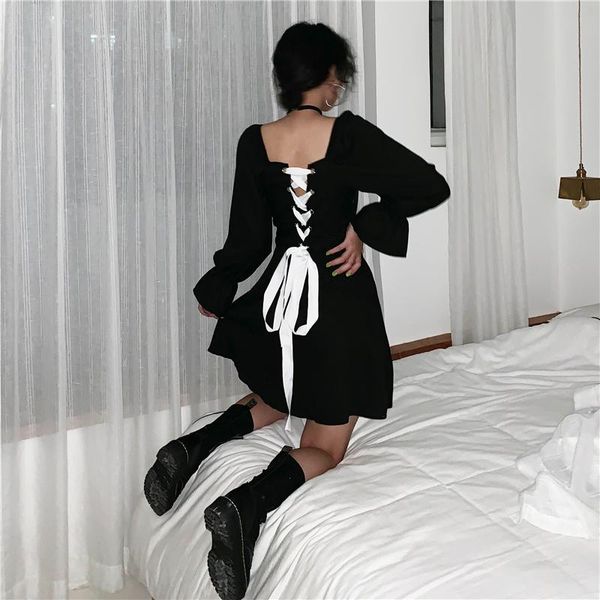 casual dresses sisjuly chic black girl function wind back strap show chest horn sleeve female waist dress, Black;gray
casual dresses sisjuly chic black girl function wind back strap show chest horn sleeve female waist dress, Black;gray