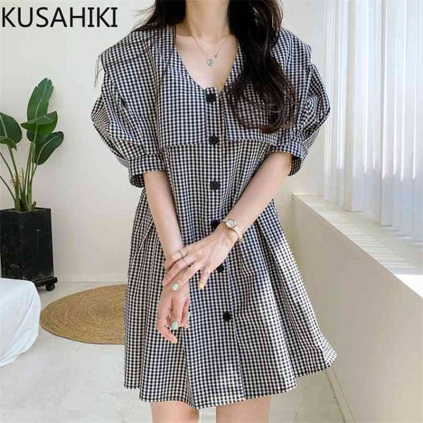 chic plaid sailor collar dresses women korean puff sleeve single breasted dress causal sweet summer vestidos 6j488 210603, Black;gray
chic plaid sailor collar dresses women korean puff sleeve single breasted dress causal sweet summer vestidos 6j488 210603, Black;gray