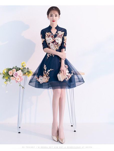 elegant flower embroidery slim mesh skirt improved cheongsam wedding party dress prom gown vestidos ethnic clothing, Red
elegant flower embroidery slim mesh skirt improved cheongsam wedding party dress prom gown vestidos ethnic clothing, Red
