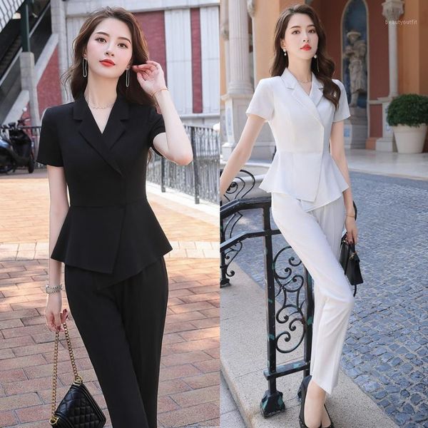 women's suits & blazers summer office ladies pant for women business black blazer and jacket sets short sleeve pantsuits ol, White;black
women's suits & blazers summer office ladies pant for women business black blazer and jacket sets short sleeve pantsuits ol, White;black