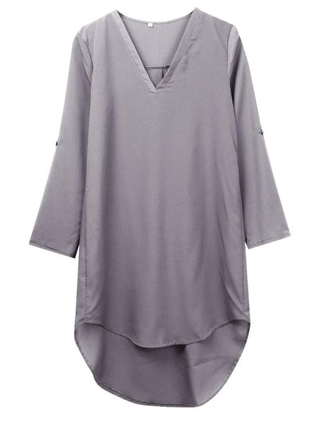 fashion women blouse chiffon long sleeve casual loose short blose, White