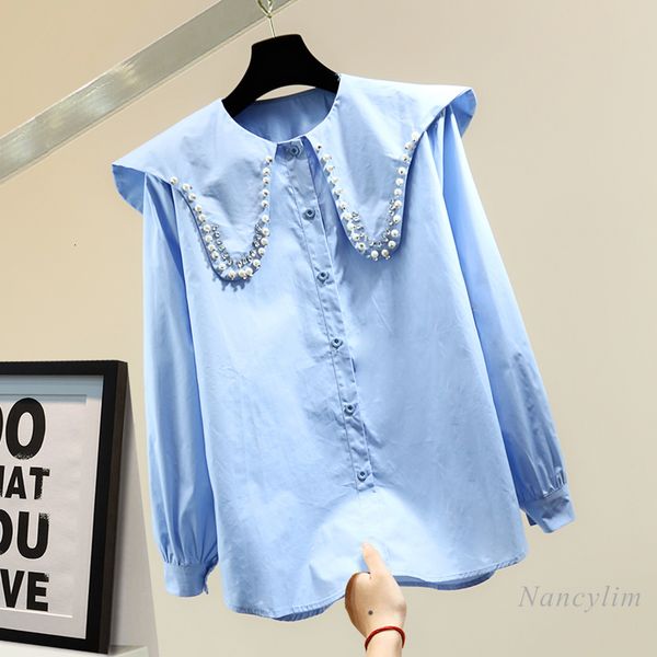 blouses beaded rhinestone doll collar shirt women spring korean style loose long sleeve casual female ladies blouse blusa, White
blouses beaded rhinestone doll collar shirt women spring korean style loose long sleeve casual female ladies blouse blusa, White