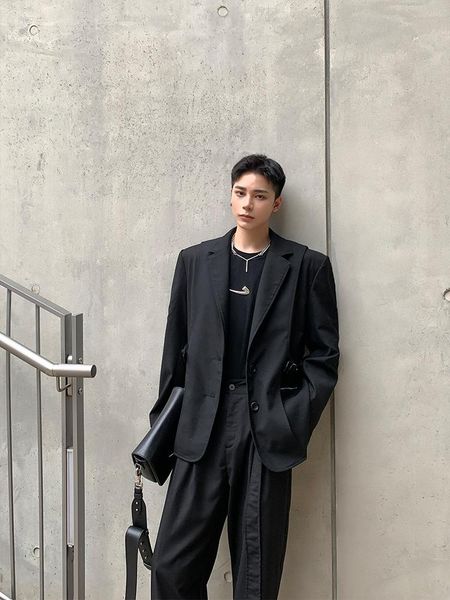 men's suits & blazers 2021 black structure fall single west blazer shoulder pads jacket fashion temperament tide brand, White;black
men's suits & blazers 2021 black structure fall single west blazer shoulder pads jacket fashion temperament tide brand, White;black