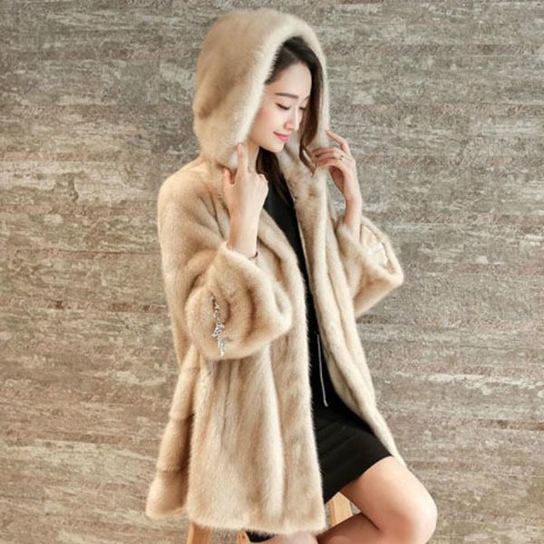 women's fur & faux 2021 women winter slim mink velvet coat lady button casual plush jacket female solid warm hooded mid-long outerwear, Black
women's fur & faux 2021 women winter slim mink velvet coat lady button casual plush jacket female solid warm hooded mid-long outerwear, Black
