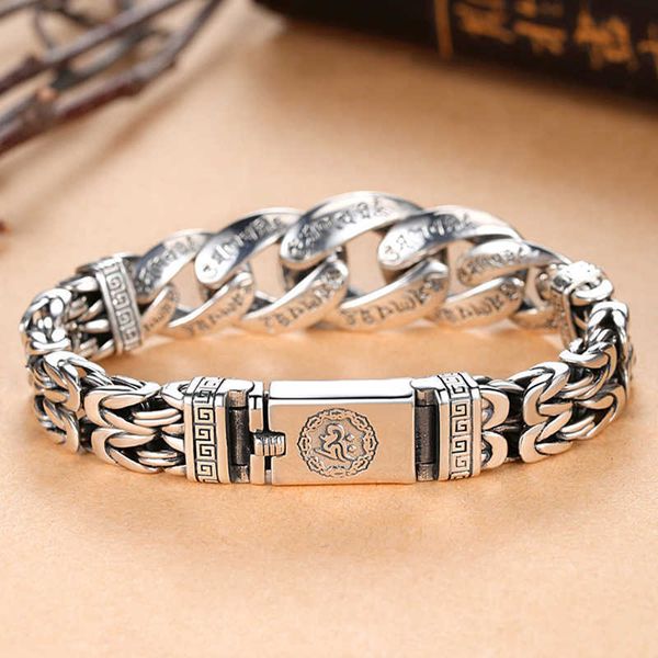 silver mantra pattern bracelet men bangle personality six dominant characters chinese style retro chain novelty, Black
silver mantra pattern bracelet men bangle personality six dominant characters chinese style retro chain novelty, Black