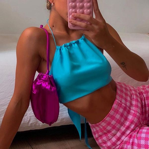 women's tanks & camis blue halter crop women 2021 backless lace up bandage tank streetwear slim bottom vest femme y2k accessor, White
women's tanks & camis blue halter crop women 2021 backless lace up bandage tank streetwear slim bottom vest femme y2k accessor, White