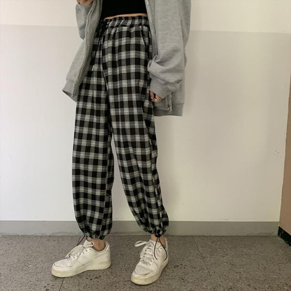 autumn retro plaid casual drawstring womens capris high waist oversize loose wide leg trousers harlan harajuku straight pan, Black;white
autumn retro plaid casual drawstring womens capris high waist oversize loose wide leg trousers harlan harajuku straight pan, Black;white