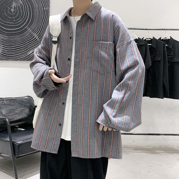 men's casual shirts men clothing 2021 autumn striped long-sleeved shirt fashion travel loose camisas para hombre, White;black
men's casual shirts men clothing 2021 autumn striped long-sleeved shirt fashion travel loose camisas para hombre, White;black