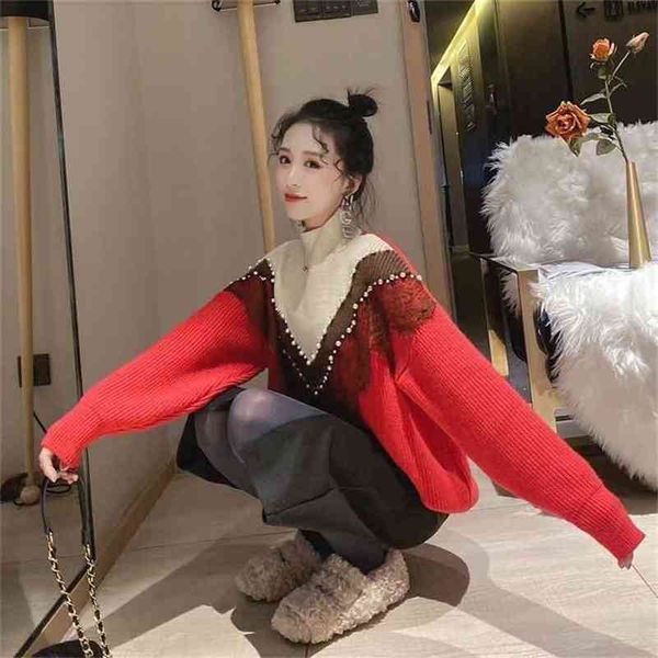 half turtleneck mesh splicing sweater women's hedging lazy wind loose outerwear bottoming shirt autumn and winter 210427, White;black
half turtleneck mesh splicing sweater women's hedging lazy wind loose outerwear bottoming shirt autumn and winter 210427, White;black