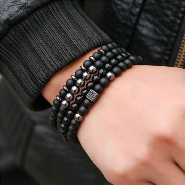 charm bracelets fashion 4pcs/set 6mm natural black matte stone beads bracelet sets pave cubic zircon cube dice for men jewelry homme, Golden;silver
charm bracelets fashion 4pcs/set 6mm natural black matte stone beads bracelet sets pave cubic zircon cube dice for men jewelry homme, Golden;silver