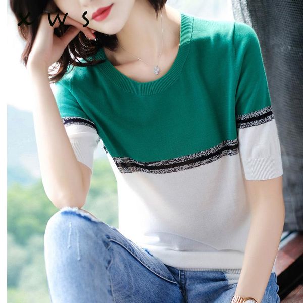 women's sweaters summer sweater women 2021 knit high elastic jumper and pullovers female black white patchwork pull femme, White;black
women's sweaters summer sweater women 2021 knit high elastic jumper and pullovers female black white patchwork pull femme, White;black