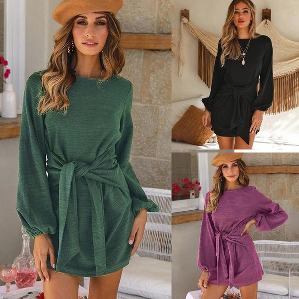 women's vintage sashes party mini dress women long sleeve o neck solid casual elegant 2021 autumn winter fashion dresses, Black;gray
women's vintage sashes party mini dress women long sleeve o neck solid casual elegant 2021 autumn winter fashion dresses, Black;gray