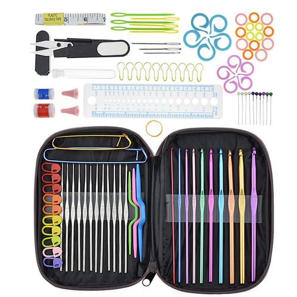 100pcs crochet hooks set full knitting needles hook knit gauge scissors stitch holders diy sewing kit with bag notions & tools, Black
100pcs crochet hooks set full knitting needles hook knit gauge scissors stitch holders diy sewing kit with bag notions & tools, Black